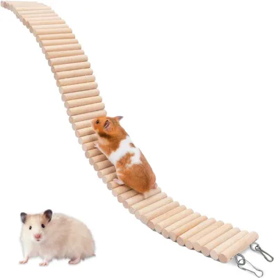 Productafbeelding van Klimgladder voor Hamsters 60 x 8 cm, Houten Ladderbrug, Voor Vogels, Cavia's, Ratten, Egels, Gerbils