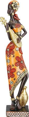 Obrázek produktu pro Soška Gilde, žena, „African Beat“, motiv hudebníka, umělá pryskyřice, hnědá, balení po 3 ks, délka 6 cm, šířka 6,5 cm, výška 32 cm 57781 4063387577813