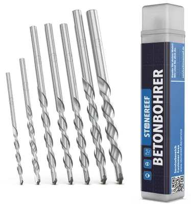 Produktbild von Steinbohrer Set 7-teilig 4-10 mm - Betonbohrer Rundschaft Mauerwerk 7 Durchmesser von 4 bis 10 mm - deckt alle gängigen Dübelgrößen ab
