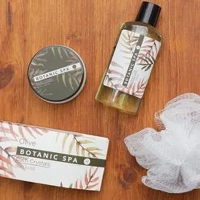 Produktbild von Geschenkset Badeset Pflegeset Wellness Damen Olive Spa Seegraskörbchen