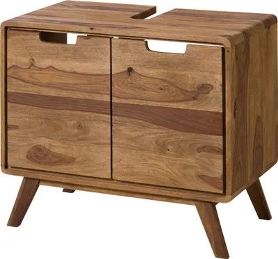Image de MASSIVMOEBEL24 | Meuble sous lavabo 70x40x60 en bois de Sheesham naturel sablé MALMÖ 2 #266