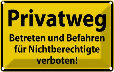 Produktbild von vianmo Blechschild 12x18 cm Privatweg gelbes Straßenschild Warnschild Hinweisschild Sicherheit Vorsicht