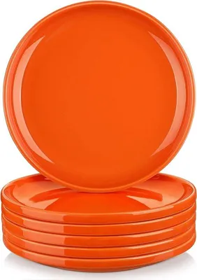 Zdjęcie produktu dla Ceramiczne talerze deserowe 8 cali, pomarańczowe, dla 6 osób