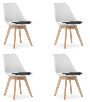 Imagen del producto de Silla, diseño a cuadros ( y blanco), patas de madera, juego de 4 unidades