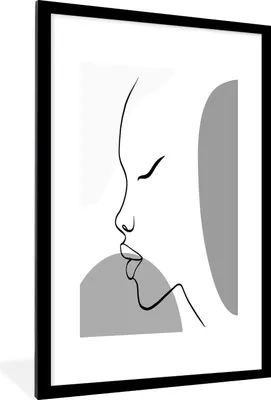 Produktbild von MuchoWow® Gerahmtes Poster Minimalismus - Porträt - Schwarz - Weiß 60x90 cm - Poster mit Schwarzem Bilderrahmen Wandposter Rahmen Foto Bilder - Dekoration - Wandposter Wohnzimmer - Hochwertig