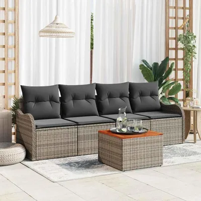 Productafbeelding van Maison Exclusive - Set van vijf tuinbankkussens, grijs, van polyrotan