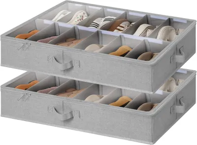 Obrázok produktu pre Úložné boxy pod posteľ, 2 kusy, sivé (odtiene sivej: svetlosivá, tmavosivá)