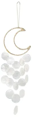 Image de Mobile à vent en forme de coquillage, décoration bohème pour l'extérieur, perle, suspendu, 15x55 cm, blanc