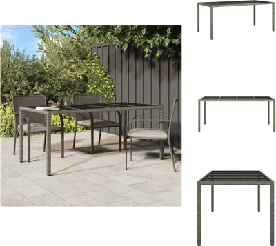 Zdjęcie produktu dla vidaXL Stół ogrodowy szary 190x90x75 cm Szkło hartowane i polirattan - Stoły ogrodowe