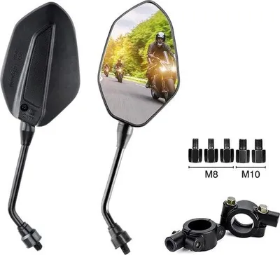 Immagine prodotto di Specchietti universali per moto per il passeggero con attacchi M8 e M10, compatibili con scooter e moto, con supporto