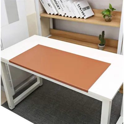 Produktbild von Schreibtischunterlage mit Kantenschutz, wasserdicht, rutschfest, Braun, 80x48cm in Lederoptik