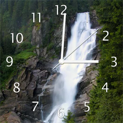 Produktbild von Wallario Design Wanduhr Wasserfall aus Echtglas, Größe 30 x 30 cm