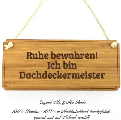 Produktbild von Mr. & Mrs. Panda Wegweiser Dachdeckermeister - Geschenk, Landhaus, Geschenkidee, Infotafel, Holzschild, Schild, Shabby, Studium, Bachelor, wandtafel, Hinweisschild