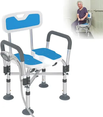 Obrázek produktu pro Sprchová židle – pomůcka do koupelny – bezpečné sprchování – výškově nastavitelná – nosnost až 200 kg – bílá