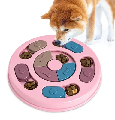 Immagine prodotto di Giocattolo per cani, giocattolo per l'intelligenza, rosa, distributore di cibo a lento rilascio, antiscivolo, lavabile