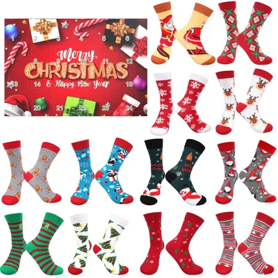 Productafbeelding van Solidchoice - Adventskalender met 12 Paar Kerstsokken voor Volwassenen