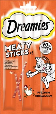 Produktbild von Dreamies Meaty Sticks Hühnerleckerli für Katzen, 6x5g