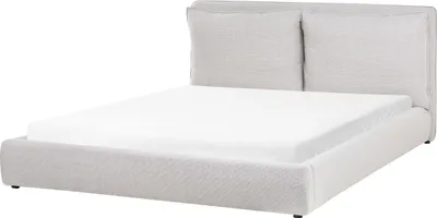 Produktbild von BELIANI Wasserbett Hellgrau Stoff Gepolstert 180 x 200 cm Hohes Kopfteil Modern Doppelbett Schlafzimmer