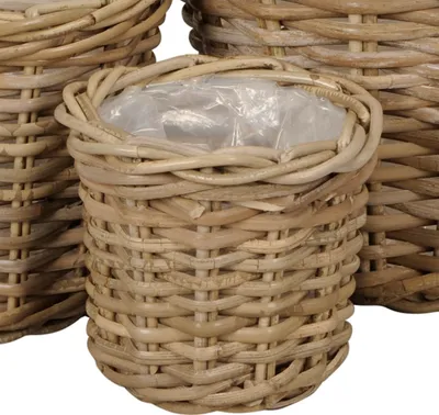 Produktbild von Pflanzkorb BASKET grau braun D17cm Rattankorb Kooboo Farmhouse Deko - KLEIN