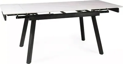 Image de Table à manger John Table de cuisine Céramique blanche Marbre noir Taille au choix Extensible