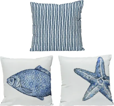 Obrázok produktu pre Dekoračný vankúš s výplňou a námorníckym motívom 40x40cm modrý sada 3 ks