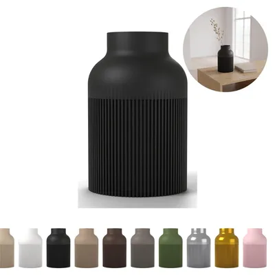 Image de Vase décoratif Hiku Japandi 17,6 cm, strié en PLA – Noir