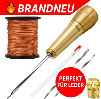 Produktbild von Leder Nähset Handnähahle Set mit Nadel Garn Griff für Leder Zelt Schuhe Reparatur