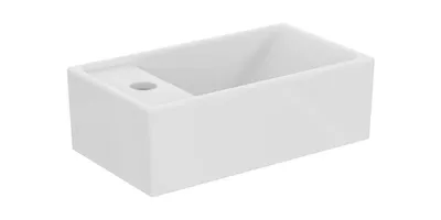 Produktbild von Handwaschbecken EUROVIT+ Hahnbank links, 370x201x120mm weiß weiß 1 Hahnloch, mit Überlauf, Ablage links