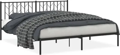 Produktbild von vidaXL Bettgestell mit Kopfteil Metall Schwarz 183x213 cm