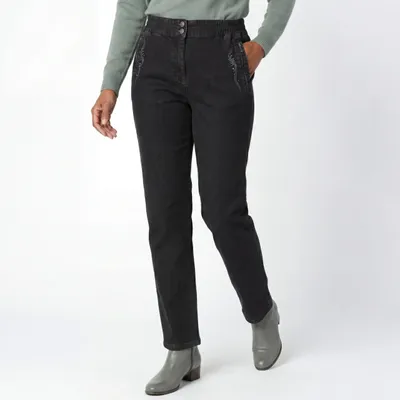 Produktbild von Jeanshose mit Stretch und Gummizug Straight-Jeans in Kurzgrößen 19-27 für Damen