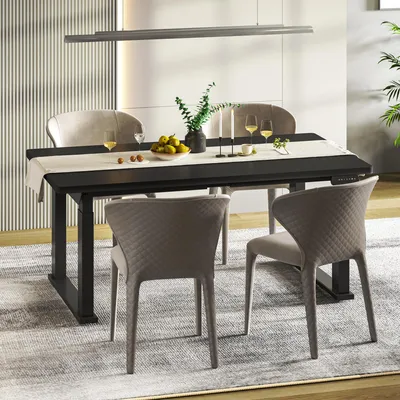 Produktbild von FLEXISPOT Höhenverstellbarer Esstisch 180x80 cm, elektrisch, stabile 4 Beine, bis 150 kg, mit Memory-Funktion, modernes Design für Esszimmer, Schwarz