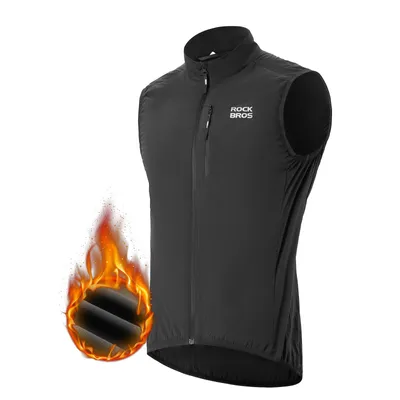 Immagine prodotto di ROCKBROS Gilet da ciclismo da uomo Ultraleggero 3M Thermo Wind Vest, Gilet da ciclismo compatto senza maniche antivento Nero M