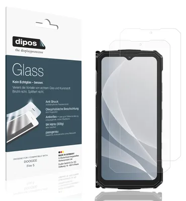 Obrázek produktu pro 2x ochranná fólie pro telefon DOOGEE Fire 5, matná povrchová úprava - nárazuvzdorná, tvrzené sklo 9H, materiál: plastové sklo (dipos Glass)