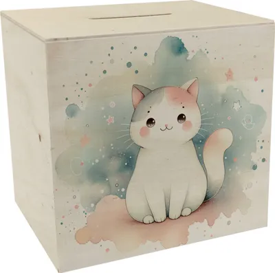Produktbild von süße Katze Spardose aus Holz