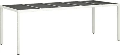 Produktbild von Gartentisch Weiß 250x100x75 cm Poly Rattan und Hartglas
