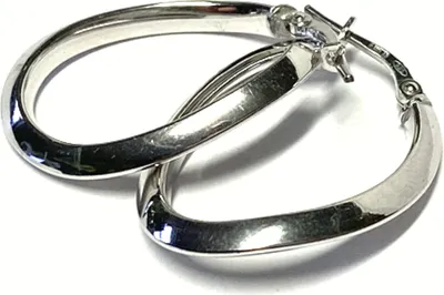 Produktbild von Ohrring 925/- Silber rhodiniert Creole oval poliert Glanz