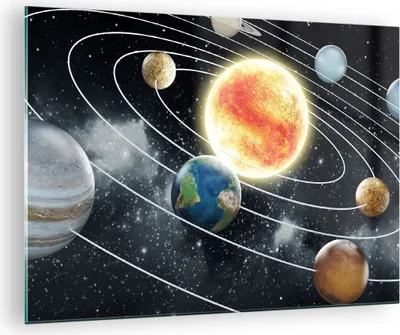 Produktbild von Bilder auf glas - Kosmos Planet - 70x50cm - Glasbilder - Wandbilder - Bilder - Kunstdruck - zum Aufhängen bereit - Wanddekoration aus Glas - Glas Bilder - Wandbild auf Glas - Einteilig - GAA70x50-3646