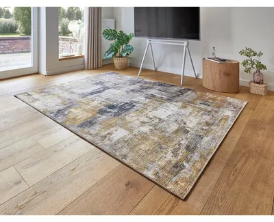 Immagine prodotto di Tappeto - A pelo corto - Grigio e giallo - 80 x 150 cm
