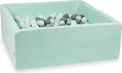 Produktbild von Bällebad 110x110x40cm mint – Mit 600 Bällen / weiß, grau, hellmint
