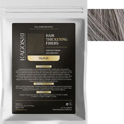 Zdjęcie produktu dla Kagoshi Saszetka Refill 50g Hair Fibers Mikrowłókna do Zagęszczania Rzadkich Włosów Natychmiastowy Efekt Gęstych Włosów SIWY