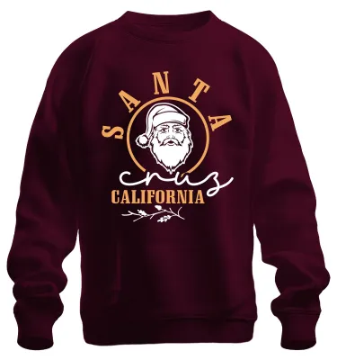 Obrázok produktu pre Santa Cruz California Santa Claus Christmas Beach Retro Uni mikina, bordová, M
