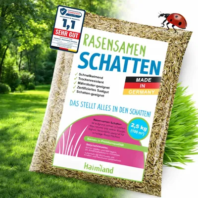 Produktbild von halmland Premium Schattenrasen Rasensamen schnellkeimend  2,5 kg = 100m² | dürreresistent, robust, tiefgrün