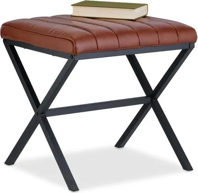 Produktbild von Hocker aus Kunstleder, Schwarz-Braun, 45x35x40 cm, auch als Fußstütze