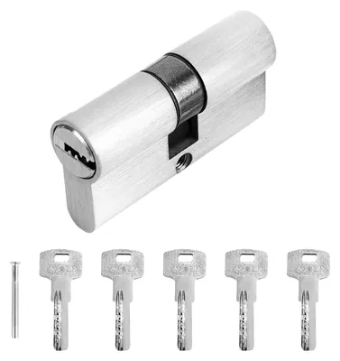 Obrázok produktu pre Zámkový valec 30/30 s 5 kľúčmi, profilový valec s páčkou pre vstupné dvere a vnútorné dvere, rozmer 6 cm x 1,5 cm x 3 cm
