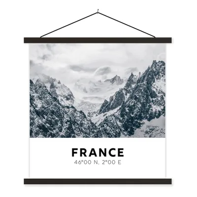 Produktbild von MuchoWow® Textilposter Frankreich - Alpen - Schnee 120x120 cm mit schwarzem Rahmen - Aufhängungsset