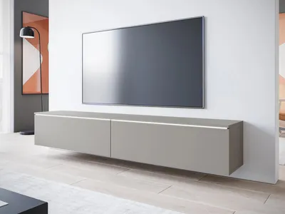 Produktbild von MIRJAN24 TV-Lowboard Detroit D180, Stilvoll TV-Tisch, 2 Türen, Modern Wohnzimmer (Palladgrau, mit Beleuchtung)