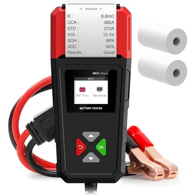 Produktbild von Autobatterietester mit Drucker, mit LED-Anzeige, 6V/12V/24V, Kfz-Lichtmaschinentester,Batterieprüfer,Analysator zur Überprüfung von Lichtmaschine