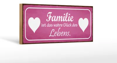 Produktbild von Holzschild Spruch 27x10cm Familie ist wahre Glück Herz