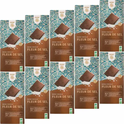 Produktbild von GEPA Grand Chocolat Fleur de Sel Schokoladentafel VPE (10x100g Packung)