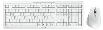 Zdjęcie produktu dla CHERRY STREAM DESKTOP COMFORT - Zestaw klawiatura i mysz - 100% - pełnowymiarowy - bezprzewodowy - 2,4 GHz - QWERTY - Niemiecki - Przełącznik klawiszy: CHERRY SX - Biało-szary (JD-8550DE-0)
